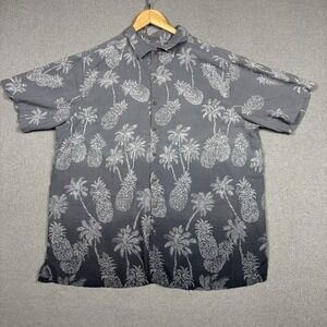 Batch Bay Easy Care Hawaiian Button Shirt Mens 2XB Gray Pineapple Print